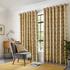 Modern Skandi Geometric Triangle Pattern Readymade Eyelet Ring Top Curtains