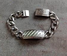 Emporio Armani Bracelet, Chunky Stainless Steel + Carbon Fibre ID Bracelet 22cm