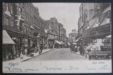 1907 Cambridgeshire Real Photo style P/C HIGH STREET WISBECH SHOP FRONTS