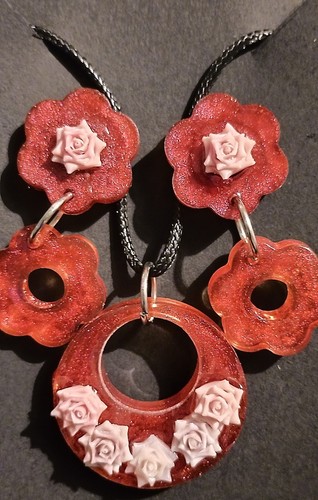 Red pink rose handmade - pink,