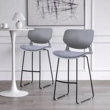 2pc Bar Stools Grey Fabric