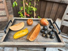 Vintage Hand-Carved Wooden Fruit Rare Exotic Fruit Gift Table Decor Christmas