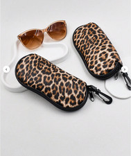Anima Print Zipped Brn/Beige Sunglasses Glasses Spectacle Case With Belt Clip 99