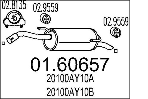 Mts 60657 rear muffler - mts,