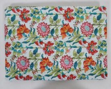 Art Kantha Twin Quilt Floral Print Reversible Blanket Cotton Bohemian Throw