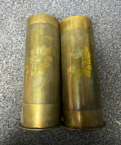 Wwi brass trench art pair - trench,