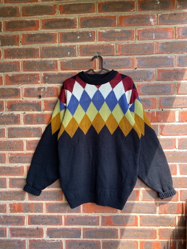 Vintage argyle knit jumper - argyle,