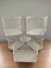2-Tier Organizer Carousel Metal Cream Mesh Baskets Makeup Tea Spices