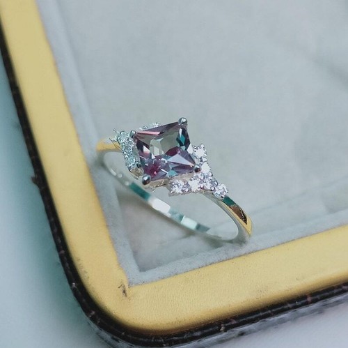 Square alexandrite ring 925 - alexandrite,