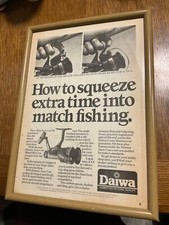 Vintage retro daiwa harrier autocast fishing reel framed advert for man cave