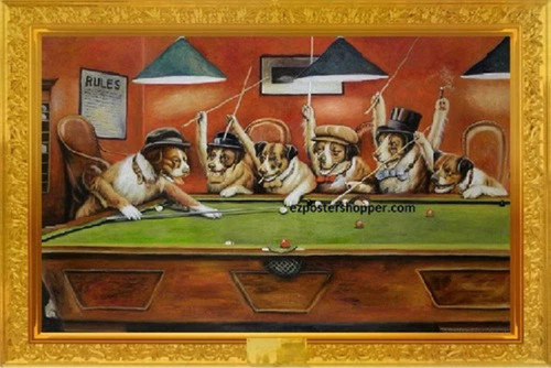 Dogs playing pool - dogs, billiard