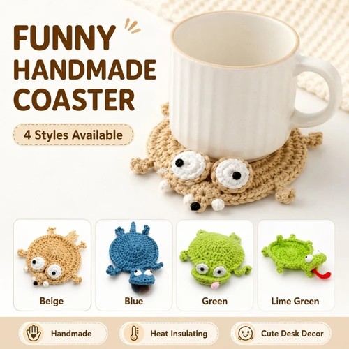 Crochet animal cup coaster - cup,