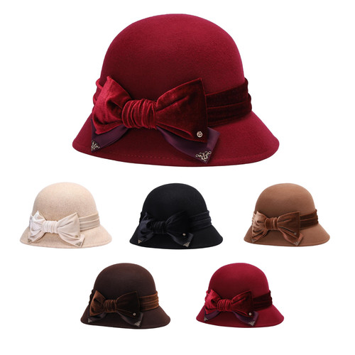 Ladies wool cloche hat - ladies',