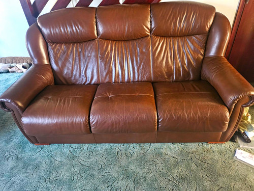 Brown leather sofa couch - brown,