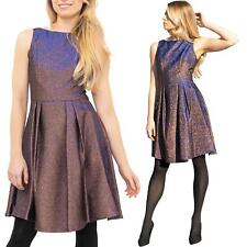 Coast Dress Party Blue Copper Metallic Womens Fit Flare Knee Length Christmas