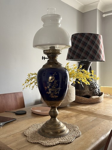 Vintage duplex oil lamp - lamp, brass