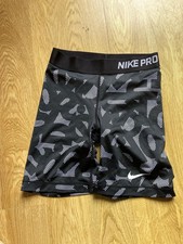 NIKE Womens White Black Graphic Nike Pro 7" Shorts XS UK Ladies 8