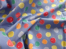 Vintage Laura Ashley Cotton Interiors / Craft Fabric Blue Dotty 40"L x 33"W