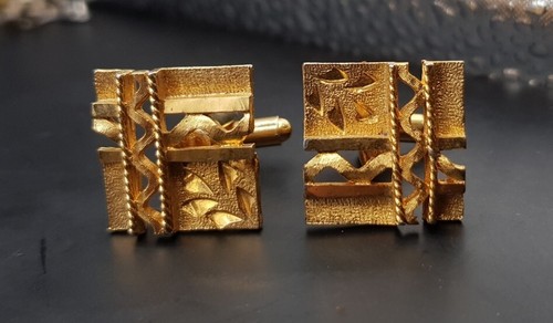 Vintage gold plated cufflinks - gold,