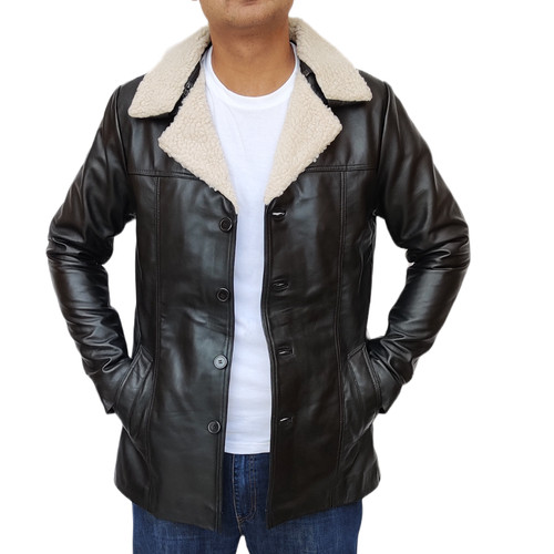 Leather jacket sheepskin fur - leather,