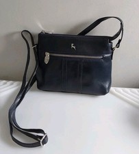 Ashwood Zoe Leather Medium Crossbody Bag In Navy Blue  NEW QVC 