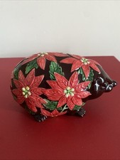 Tina Wagstaff Floral Parade Poinsettia Pottery Hedgehog