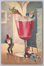 c1900s Fantasy Postcard Gnomes