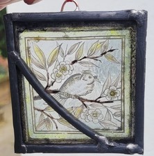 Stained Glass bird suncatcher leaded hanging piece arts and crafts style