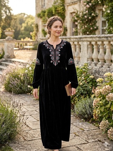 Velvet long maxi dress abaya - velvet,