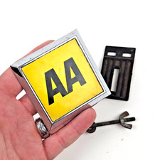 Vintage AA Yellow Black Metal Car Grill Badge, Square 7.5cm  3in, Good Condition
