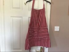 Cooking Apron Red White Stripe Cotton w. Pocket Cafe Kitchen Chef Costume Funny
