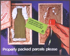 1960's GPO Public Information Poster I.R.P 1651 - PROPERLY PACKED PARCELS PLEASE