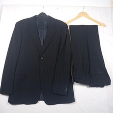 Men's ARMANI COLLEZIONI Black Pinstripe Wool 2pcs Suit CH44 W38 L29