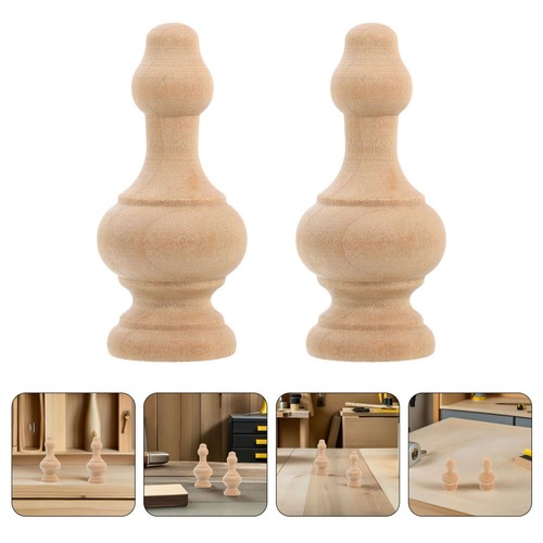 Khaki solid wood finials 12pcs - wood,