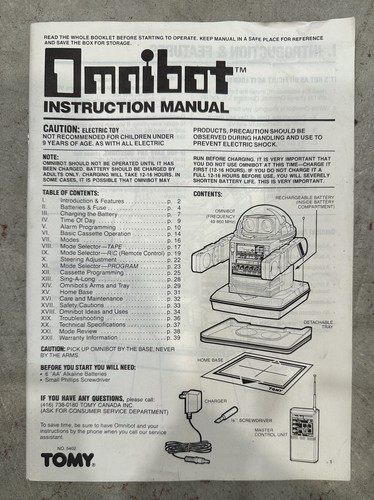 Tomy omnibot instruction - tomy,