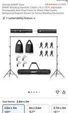 Backdrop Stand 3x2.6m Adjustable Photo Studio Support Kit with Bag EMART