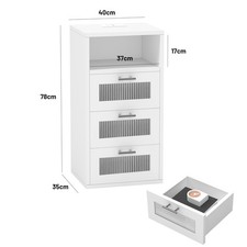 3 Drawers LED Bedside Table