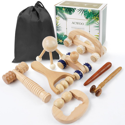 Wooden massage roller - wooden,