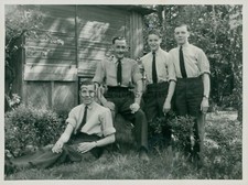 WWII RAF Servicemen Ralaxing Smoking In Shirt sleeves off Duty 4.5 x 3.25 inches