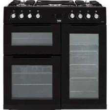 Beko 90cm Dual Fuel Range Cooker 3 Cavities 5 Gas Burners Grill A/A Rated