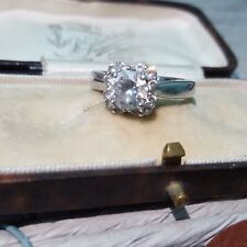 Diamonique 925 Sterling Silver Ring, Sparkly Simulated Diamonds, Size Q US 8