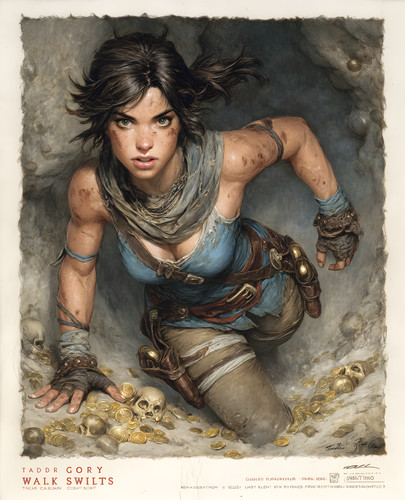 Lara croft climbing through - lara, a