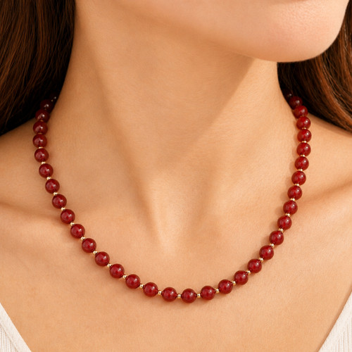 9ct gold carnelian necklace - 9ct,