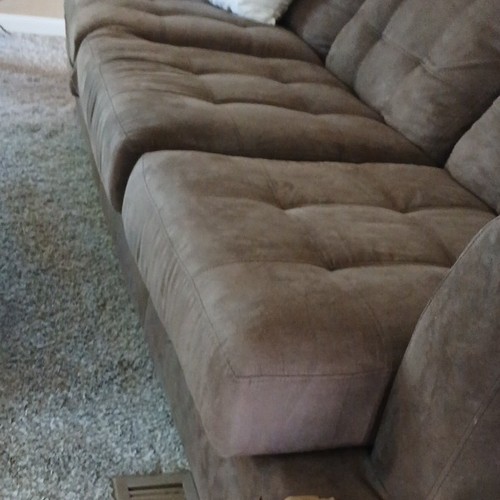 Brown fabric tufted seat - brown, 3-seat