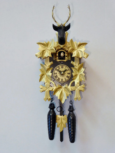 Carved day cuckoo clock - carved,