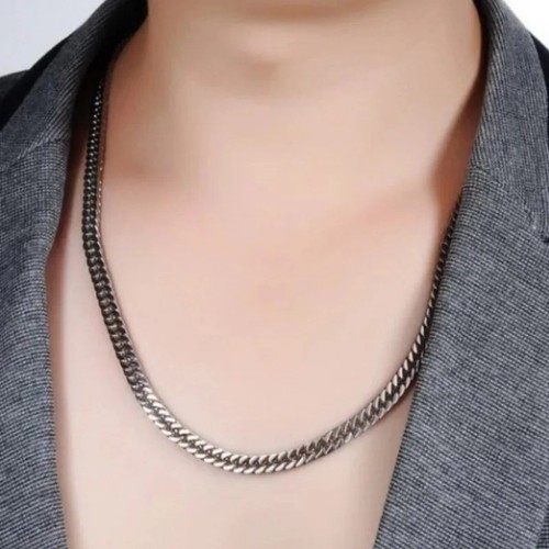 Mens chain necklace silver hip - silver,