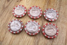 6x Vintage Round Pressed Metal