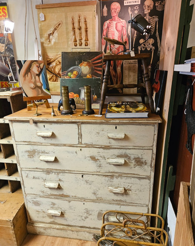 Distressed mid century oak