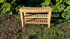 Long outdoor Teak shower seat