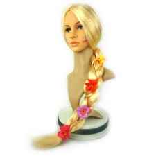 Wigs Long Braid With Flower Magic Hairband Wigs Long haired Princess Rapunzel